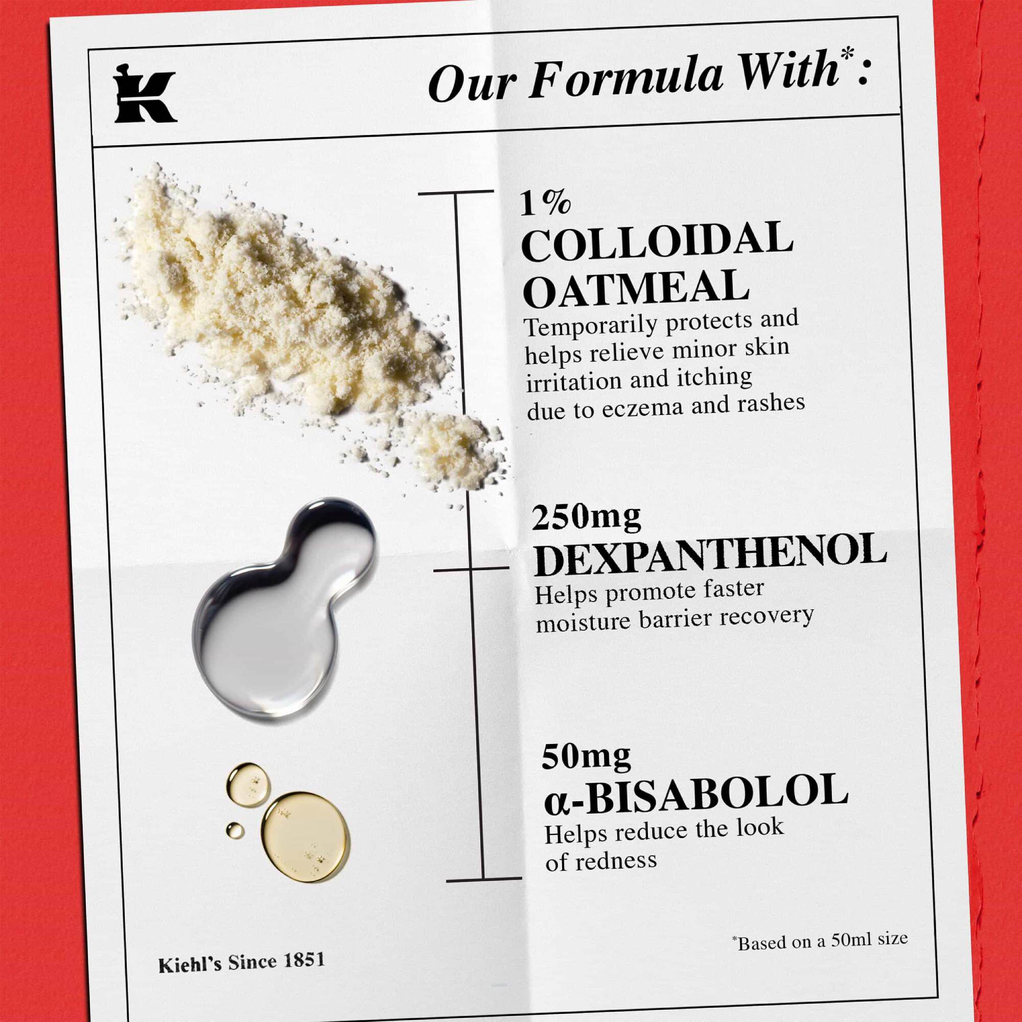 Lista składnikow: 1% koloidalna mączka owsiana (łagodzi drobne podrażnienia), 250 mg dexpantenolu (regeneracja bariery) i 50 mg α-bisabololu (redukuje zaczerwienienia).