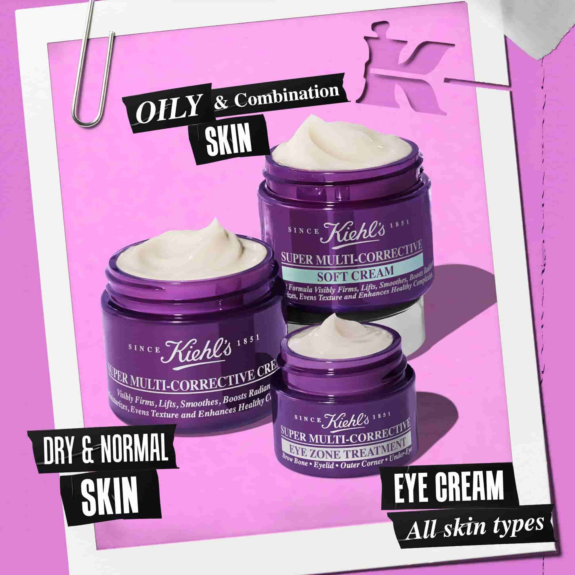 3 otwarte słoiczki produktow z gamy Super Multi-Corrective – Cream, Soft Cream, Eye Zone Treatment