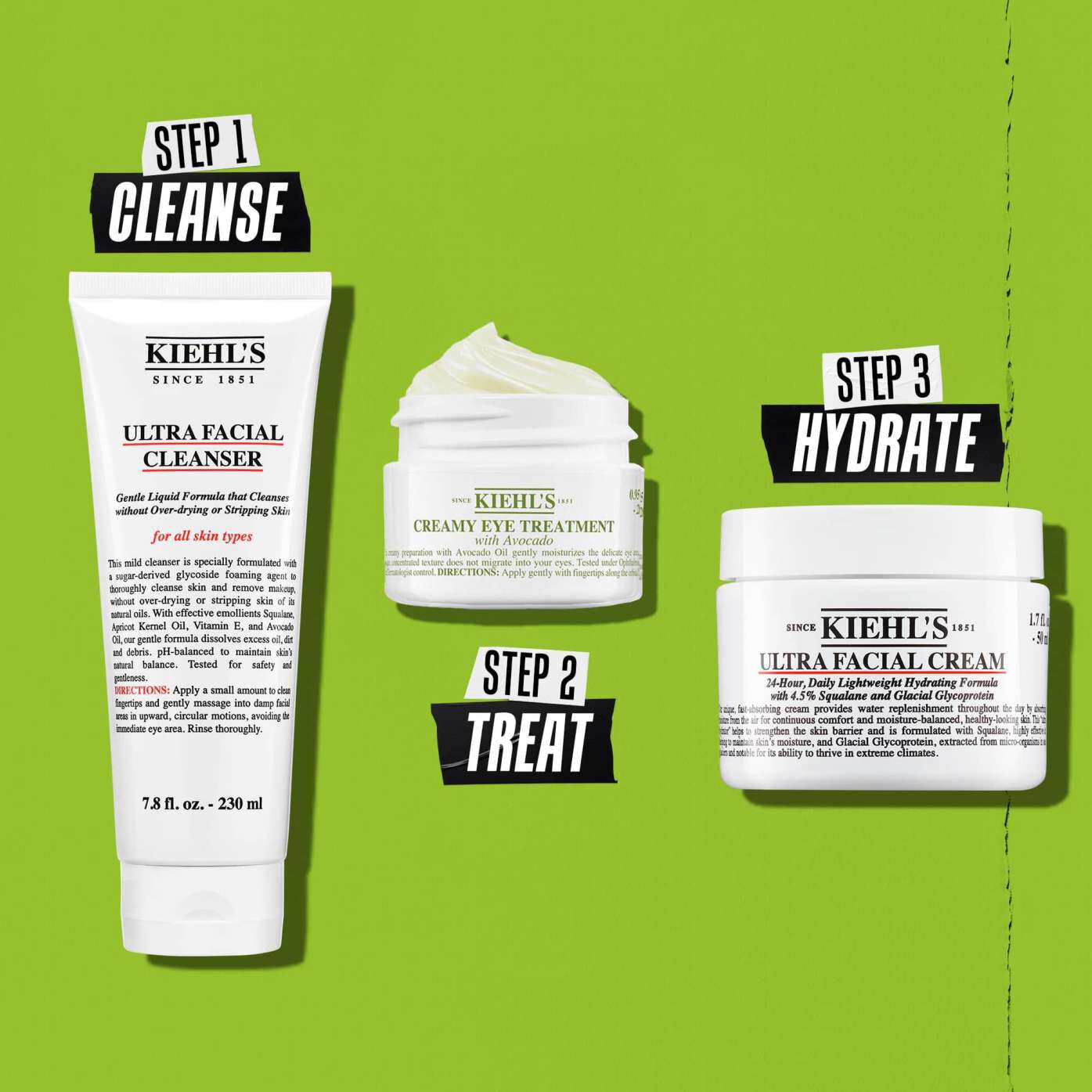 Rutyna z Kiehl's Creamy Eye Treatment with Avocado – Krok 1 Oczyszczanie, Krok 2 Pielęgnacja, Krok 3 Nawilżanie