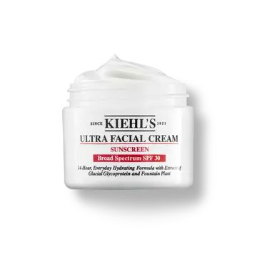 Słoiczek 125 ml kremu Kiehl's Ultra Facial Cream SPF 30 o bitej konsystencji na białym tle.