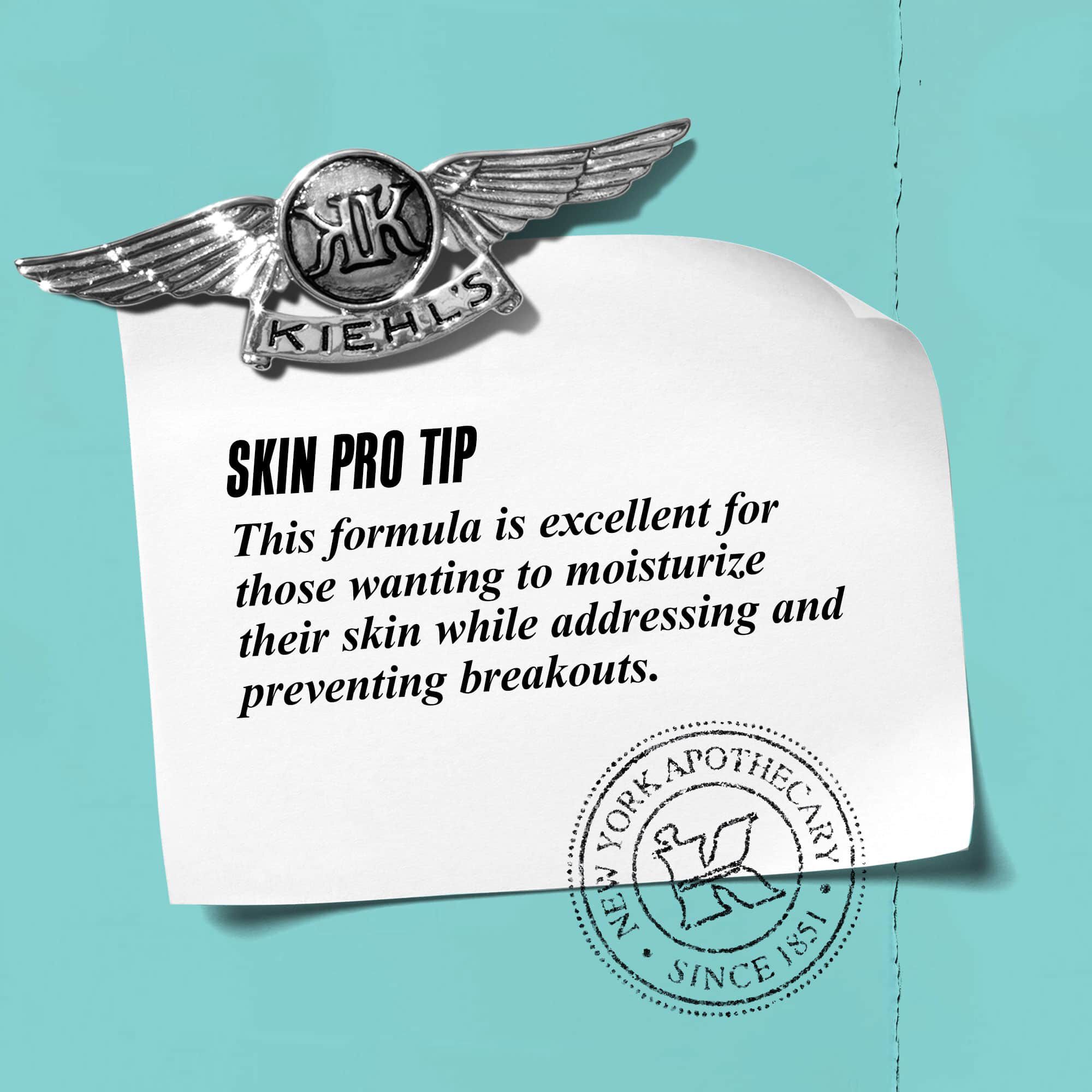 Grafika z tekstem: „Wskazowka eksperta: Ta formuła doskonale leczy i nawilża skorę, jednocześnie zwalczając i zapobiegając wypryskom.”