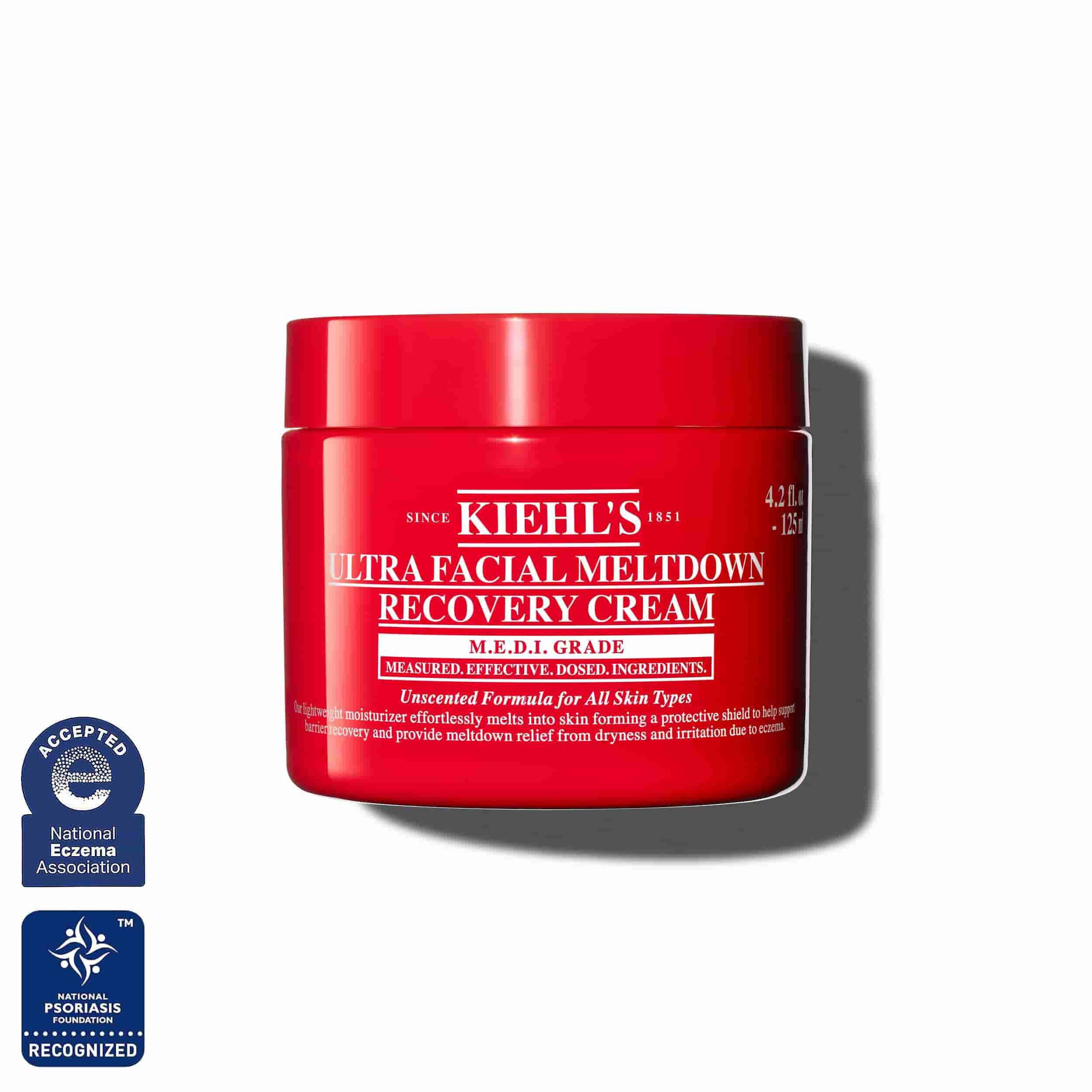 Czerwony słoiczek Kiehl’s Ultra Facial Meltdown Recovery Cream Whip, rozmiar 125 ml.