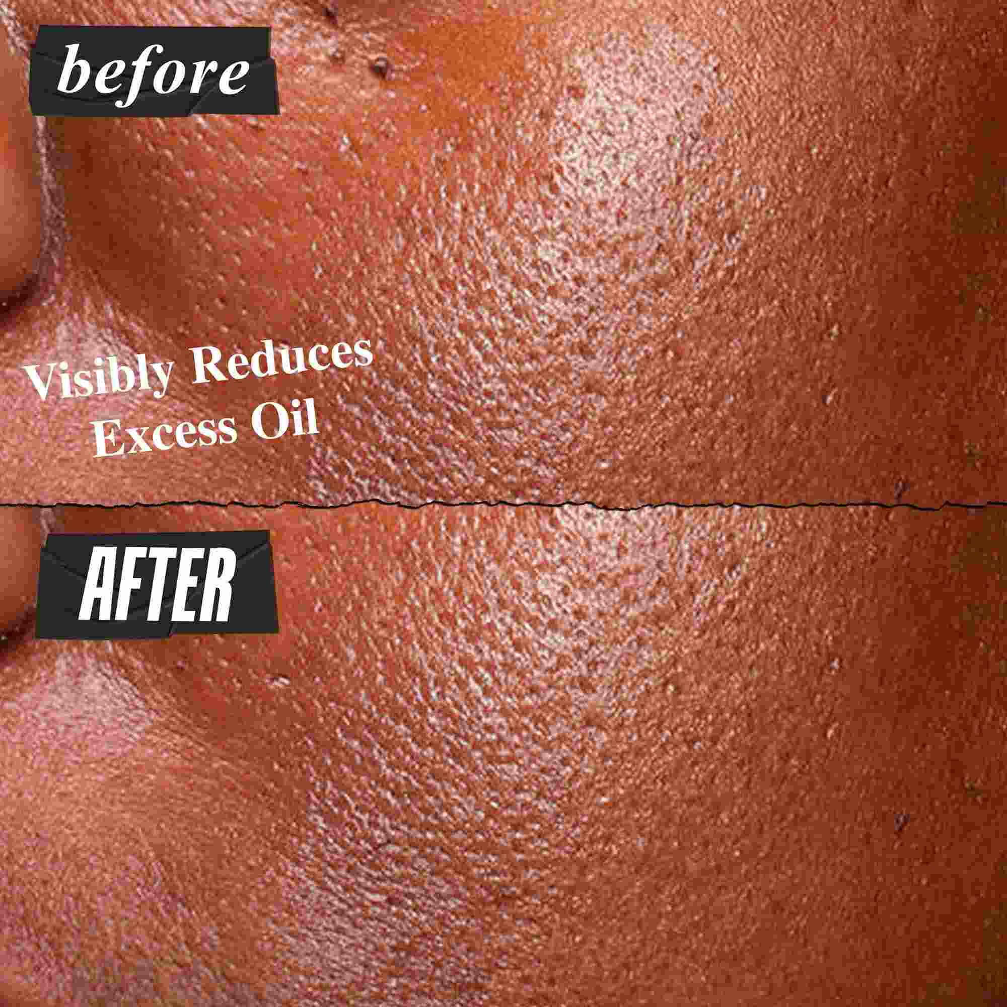 Zdjęcie przed i po – serum Kiehl's Ultra Pure widocznie redukuje nadmiar sebum