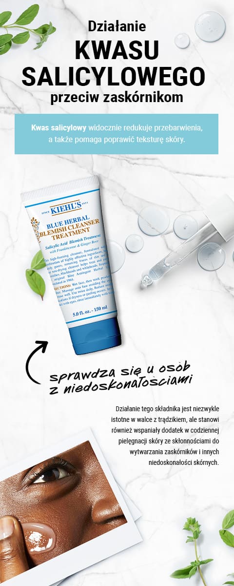 kiehls działanie kwasu salicylowego w walce z zaskórnikami 